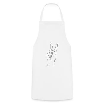 Peace Hand - Kochschürze - Weiß - Vorne - AI Model Male 185 dark (185cm)