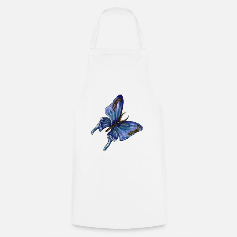 blauer Schmetterling - Kochschürze - Weiß