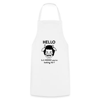 L. Richie - Bonjour, c'est mooo que vous cherchez? - Tablier de cuisine - blanc - Devant - AI Model Male 185 dark (185cm)