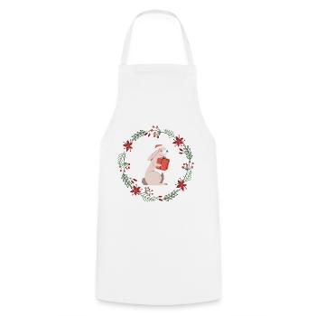 Christmas: rabbits with Christmas present - Cooking Apron - white - Front - AI Model Male 185 dark (185cm)