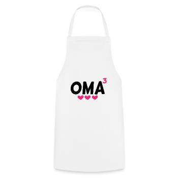 Dreifache Oma - Oma hoch Drei - Kochschürze - Weiß - Vorne - AI Model Male 185 dark (185cm)