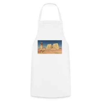 Déesse Hathor et Temple d'Horus à Edfou - Tablier de cuisine - blanc - Devant - AI Model Male 185 dark (185cm)