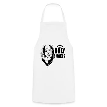 Une religieuse de l'église fume des fumeurs Holy Smokes - Tablier de cuisine - blanc - Devant - AI Model Male 185 dark (185cm)