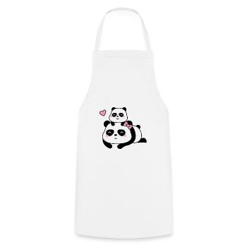 Cute Panda Mum and Baby Cub - Cooking Apron - white - Front - AI Model Male 185 dark (185cm)