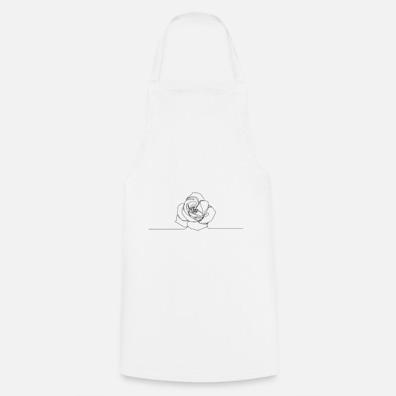 Rose one line drawing - Cooking Apron - white