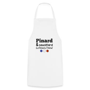 Pinard & sauciflard la french touch - Tablier de cuisine - blanc - Devant - AI Model Male 185 dark (185cm)