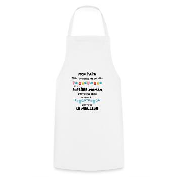 Cadeau futur papa couple - Tablier de cuisine - blanc - Devant - AI Model Male 185 dark (185cm)