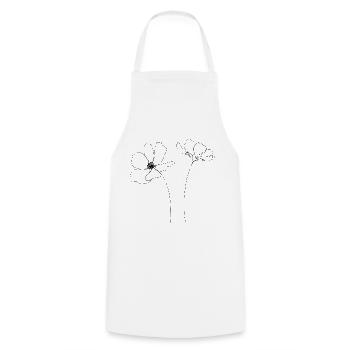 Flowers one line drawing - Cooking Apron - white - Front - AI Model Male 185 dark (185cm)