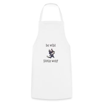 Bénédictions féeriques marraine: Être petit loup sauvage - Tablier de cuisine - blanc - Devant - AI Model Male 185 dark (185cm)