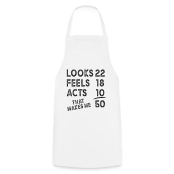 50 Thin Saying 50 Years Gift - Cooking Apron - white - Front - AI Model Male 185 dark (185cm)