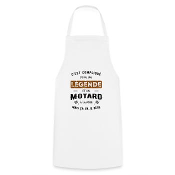 LÉGENDE ET MOTARD À LA FOIS - Tablier de cuisine - blanc - Devant - AI Model Male 185 dark (185cm)
