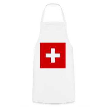 Drapeau suisse - Cadeau de fierté suisse - Tablier de cuisine - blanc - Devant - AI Model Male 185 dark (185cm)