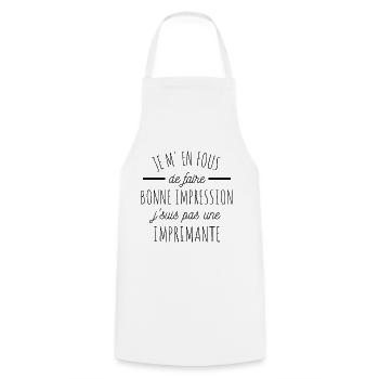 T shirt bonne impression imprimante humour cadeau. - Tablier de cuisine - blanc - Devant - AI Model Male 185 dark (185cm)