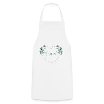 Eucalyptus Heart - Bride - Cooking Apron - white - Front - AI Model Male 185 dark (185cm)