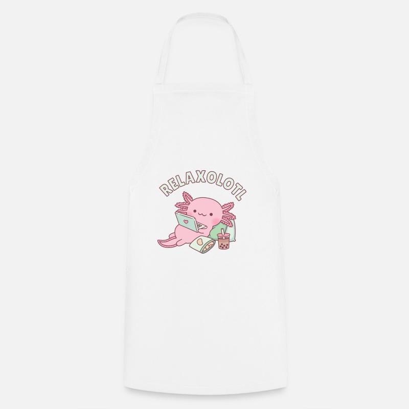 Carino rilassante Axolotl Relaxolotl Pun - Grembiule da cucina - bianco