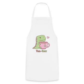 Mignon thé de dinosaure Rex Pun Doodle - Tablier de cuisine - blanc - Devant - AI Model Male 185 dark (185cm)