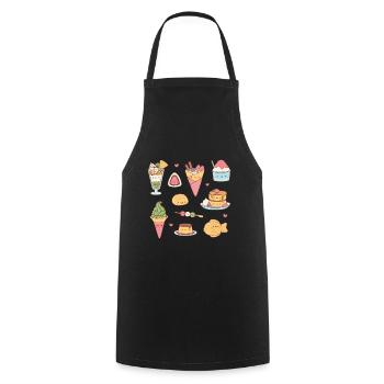 Süße japanische Desserts und Süßigkeiten - Kochschürze - Schwarz - Vorne - AI Model Male 185 dark (185cm)