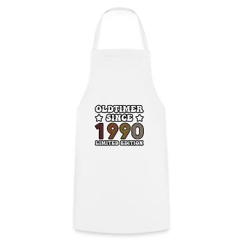 CLASSIC CARS SINCE 1990 - Cooking Apron - white - Front - AI Model Male 185 dark (185cm)