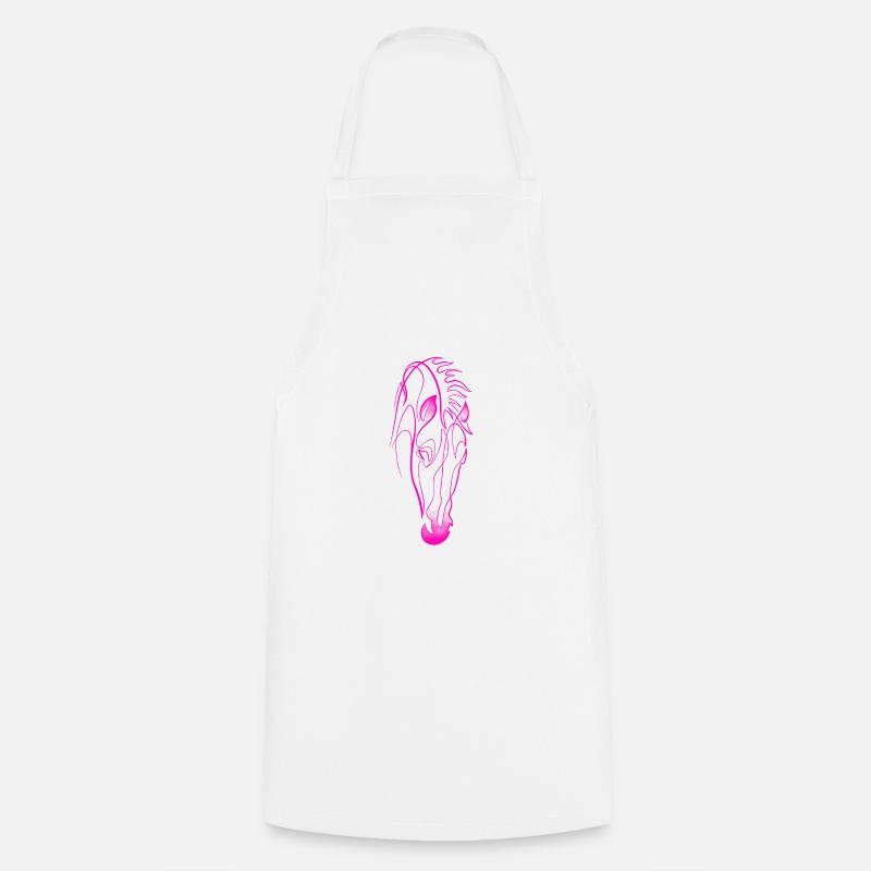 Cheval rose single line & dotwork - Tablier de cuisine - blanc