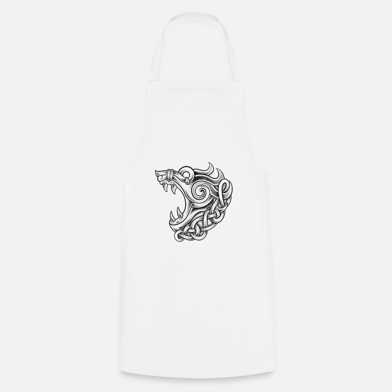 Fenrir vikings dotwork tattoo - Tablier de cuisine - blanc