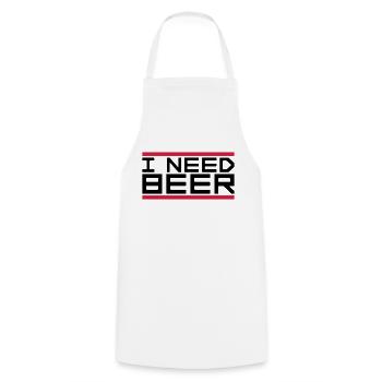 I Need Beer - Kochschürze - Weiß - Vorne - AI Model Male 185 dark (185cm)