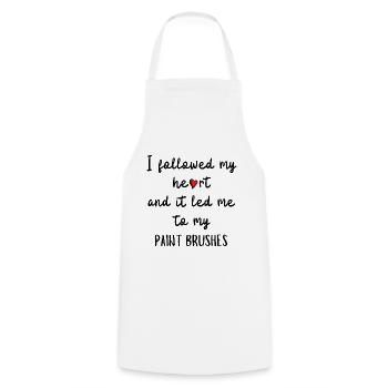 J’ai suivi mon cœur et cela m’a conduit à mon pinceau - Tablier de cuisine - blanc - Devant - AI Model Male 185 dark (185cm)