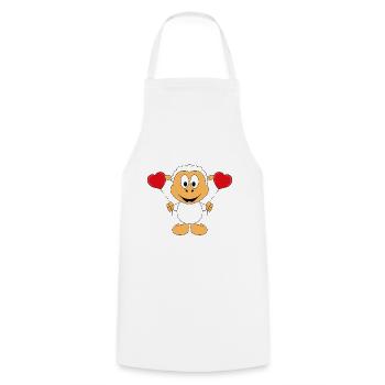 SCHAF - LIEBE - LUFTBALLONS - HERZEN - TIER - BABY - Kochschürze - Weiß - Vorne - AI Model Male 185 dark (185cm)