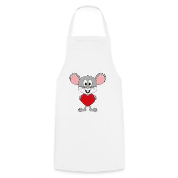 MAUS - LIEBE - TIER - KIND - BABY - Kochschürze - Weiß - Vorne - AI Model Male 185 dark (185cm)