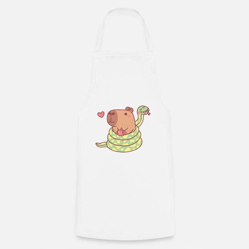 Capybara Wrapped By Snake Funny - Kochschürze - Weiß