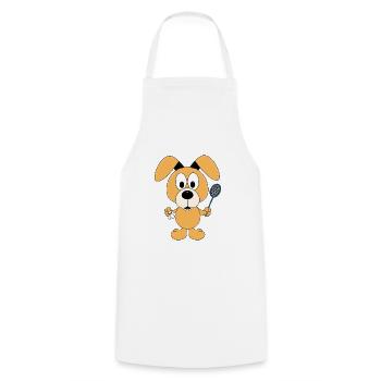 HUND - SPORT - FEDERBALL - BADMINTON - TIER - FUN - Kochschürze - Weiß - Vorne - AI Model Male 185 dark (185cm)