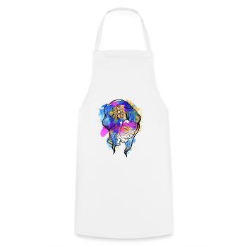 A Beautiful and Funny Watercolor Calavera Design - Cooking Apron - white - Front - AI Model Male 185 dark (185cm)