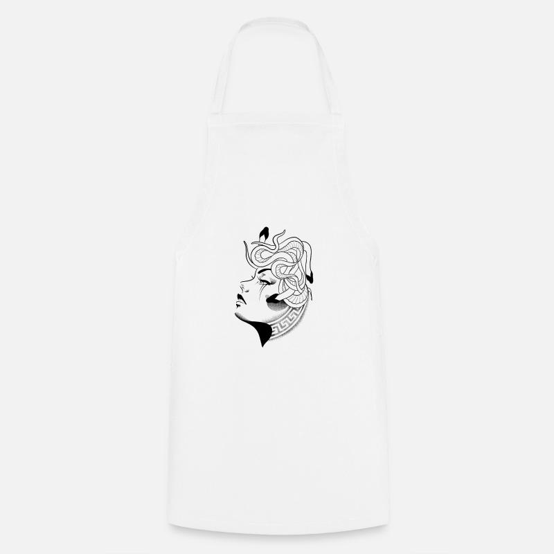Medusa dotwork - Tablier de cuisine - blanc