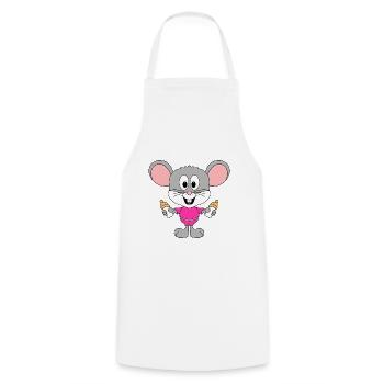 MAUS - BABY - FLÄSCHCHEN - GEBURT - KIND - TIER - Kochschürze - Weiß - Vorne - AI Model Male 185 dark (185cm)
