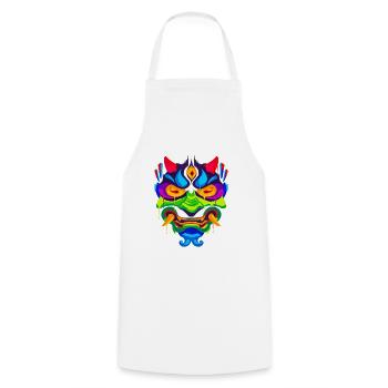 A Beautiful and Fun Oni Mask Monster Design - Cooking Apron - white - Front - AI Model Male 185 dark (185cm)