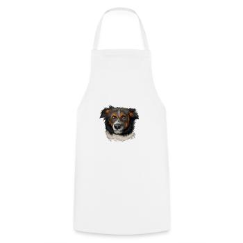 English Shepherd Dog Watercolor Illustration - Cooking Apron - white - Front - AI Model Male 185 dark (185cm)