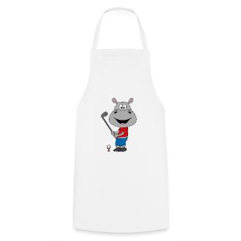 GOLF - GOLFER - GOLFSPIELER - NILPFERD - HIPPO - Kochschürze - Weiß - Vorne - AI Model Male 185 dark (185cm)