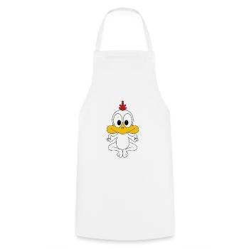 HUHN - BAUERNHOF - TIER - YOGA - PILATES - Kochschürze - Weiß - Vorne - AI Model Male 185 dark (185cm)