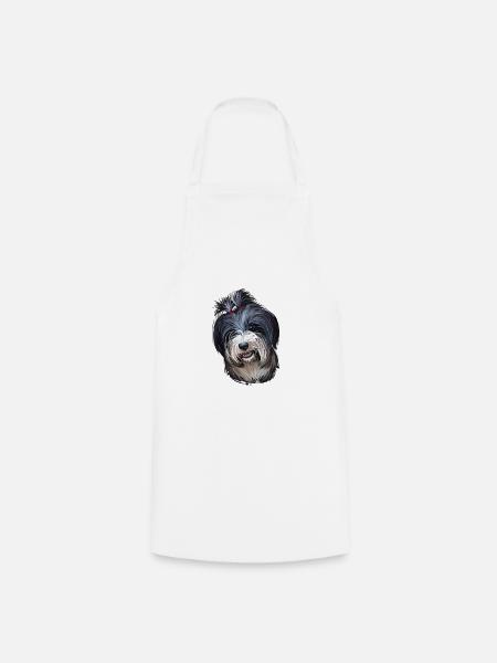 Tibet Terrier Hund Aquarell Skizze Illustration - Kochschürze - Weiß
