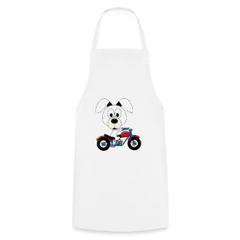 MOTORRAD - BIKER - HUND - KIND - BABY - TIER - Kochschürze - Weiß - Vorne - AI Model Male 185 dark (185cm)