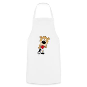 TEDDYBÄR - BÄR - TEDDY - FUßBALL - SPORT - KIND - Kochschürze - Weiß - Vorne - AI Model Male 185 dark (185cm)