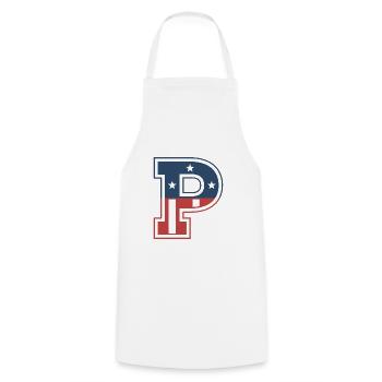 Lettre P États-Unis - Tablier de cuisine - blanc - Devant - AI Model Male 185 dark (185cm)