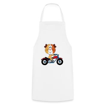 MOTORRAD - BIKER - MEERSCHWEINCHEN - TIERISCH - Kochschürze - Weiß - Vorne - AI Model Male 185 dark (185cm)