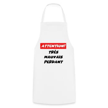 attention très mauvais perdant - Tablier de cuisine - blanc - Devant - AI Model Male 185 dark (185cm)