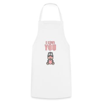 I LOVE YOU - MAULWURF - LIEBE - TIER - HERZ - Kochschürze - Weiß - Vorne - AI Model Male 185 dark (185cm)