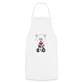 FAHRRAD - RAD - RADFAHRER - KATZE - TIER - BABY - Kochschürze - Weiß - Vorne - AI Model Male 185 dark (185cm)