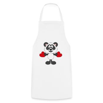 PANDA - BÄR - TEDDY - LIEBE - LOVE - TIER - Kochschürze - Weiß - Vorne - AI Model Male 185 dark (185cm)