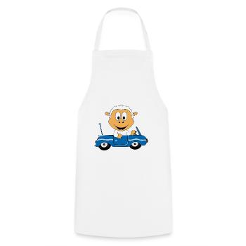 SCHAF - AUTO - TIER - KIND - BABY - Kochschürze - Weiß - Vorne - AI Model Male 185 dark (185cm)