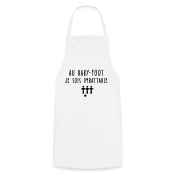 humour baby-foot / au baby foot je suis imbattable - Tablier de cuisine - blanc - Devant - AI Model Male 185 dark (185cm)