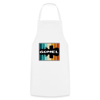 Gomel Belarus Skyline Silhouette Travel Souvenir - Cooking Apron - white - Front - AI Model Male 185 dark (185cm)