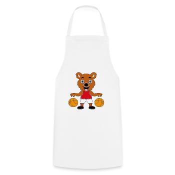 TEDDY - BÄR - TEDDYBÄR - BASKETBALL - SPORT - Kochschürze - Weiß - Vorne - AI Model Male 185 dark (185cm)